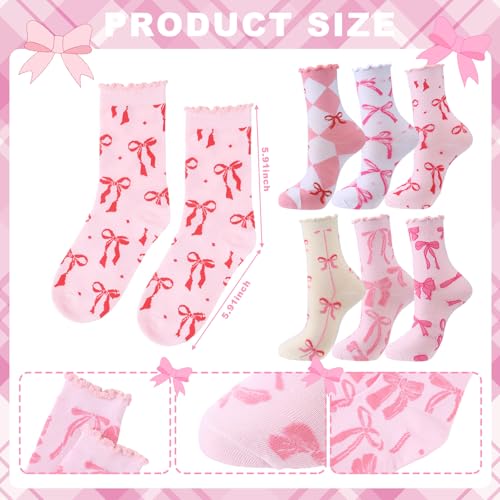 Coquette Pink Bow Socks Women's