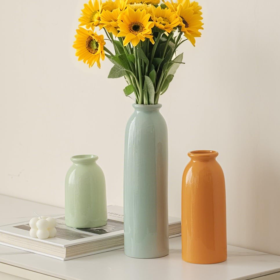 Tall Decorative Ceramic Vase Set, 3 Pieces
