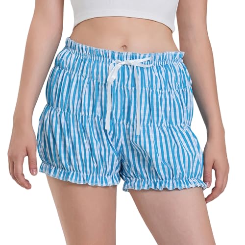 Women Y2k Ruffle Bloomer Shorts Slim Fit Sexy Smocked Lolita Short Pants Pj Lounge Boxers Micro Shorts Bottoms