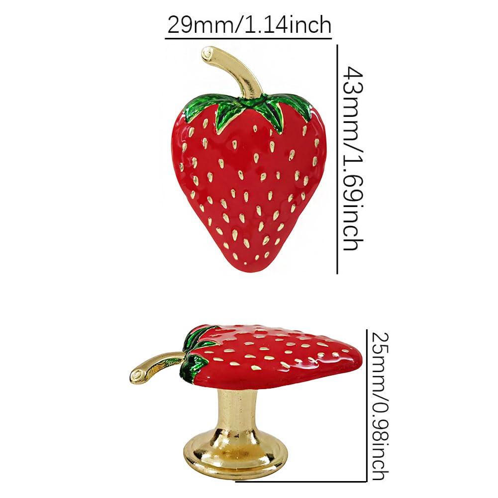Strawberry Decor Kitchen Knobs, Drawer Handle Pull for Cupboard Dresser Wardrobe Door Home Furniture Hardware Single Hole Handle 4PCS