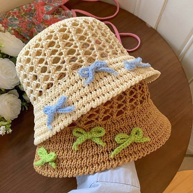 Spring Sweet Hollow Bow Straw Hat Women's Summer