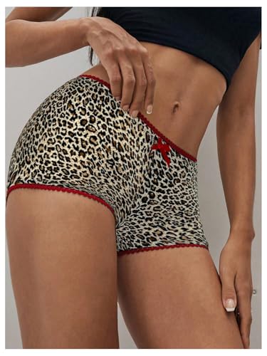 Women's Y2k Low Waist Biker Shorts Leopard Print Lace Trim Track Shorts