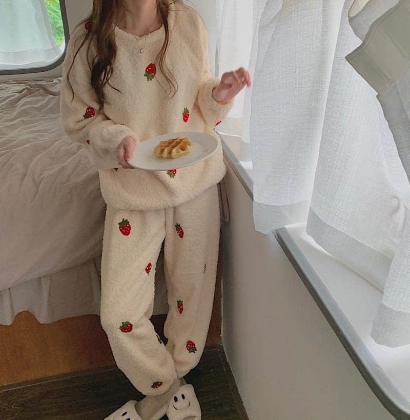 Women Kawaii Loungewear Sleepwear Fuzzy Sets