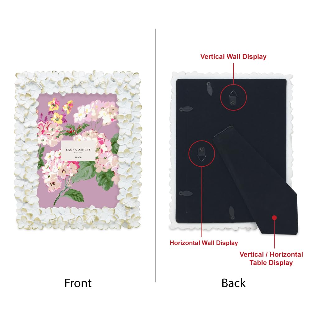 Flower Textured Hand-Crafted Resin Picture Frame w/Easel & Hook for Tabletop & Wall Display, Decorative Floral Design Home D cor, Photo Gallery, Art