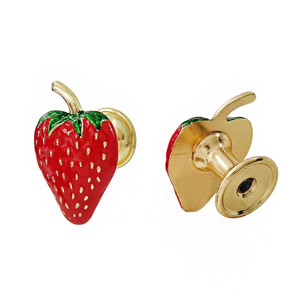Strawberry Decor Kitchen Knobs, Drawer Handle Pull for Cupboard Dresser Wardrobe Door Home Furniture Hardware Single Hole Handle 4PCS