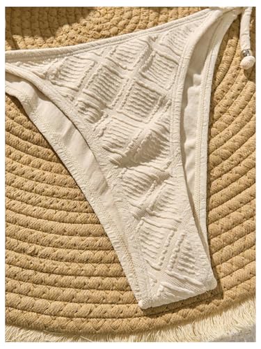 Women's Textured Triangle Bikini Two Piece Swimsuit Thong Bikini Set High Cut Bathing Suits