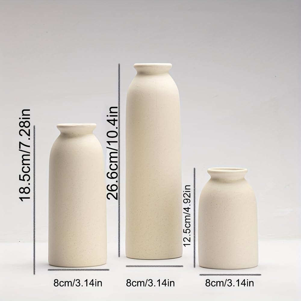 Tall Decorative Ceramic Vase Set, 3 Pieces