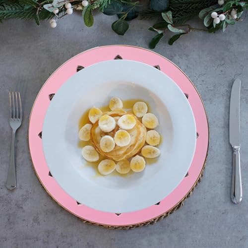 Round 13" Pink Charger Plates, Heart Hollow Chargers for Dinner Plates with Golden Border