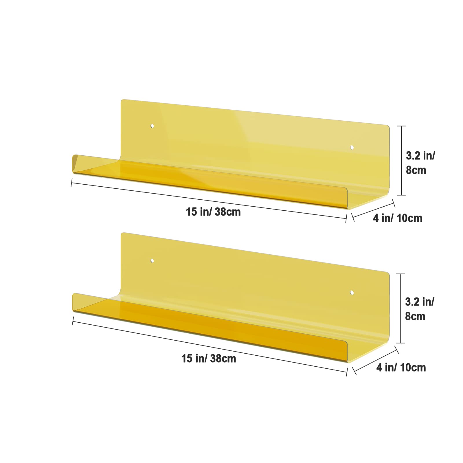 Floating Acrylic Shelves, 2 Pack Kids Floating Bookshelf Wall Mounted Display Shelf for Books