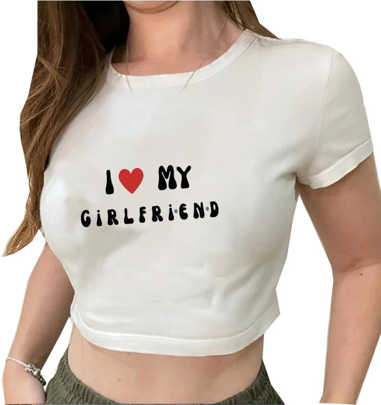 Girls Baby Tees Y2k Funny Graphic Short Sleeve Y2K Short Sleeve Graphic Crop Tops