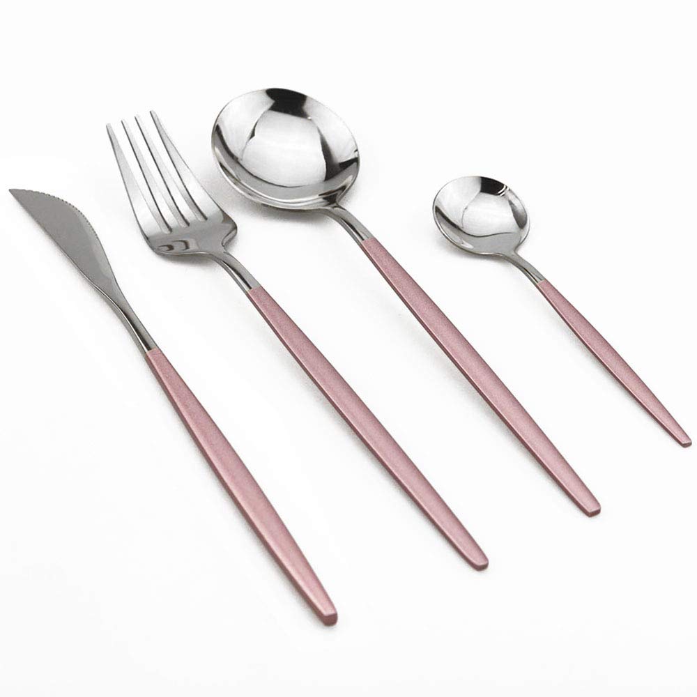 Stainless Steel Knife Fork Spoon Teaspoon Silverware Set, 24-Piece Flatware Set,