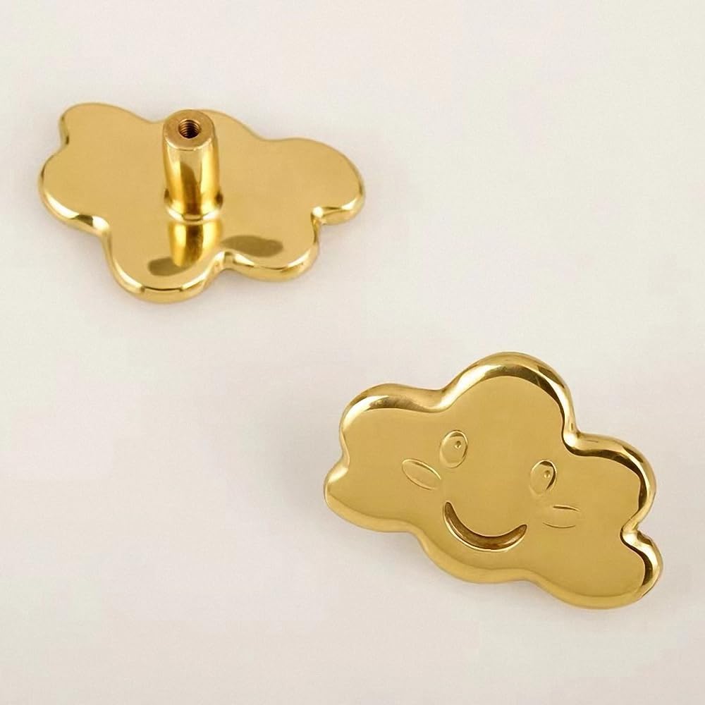 Gold 4 Pack Brass Knobs for Dresser, Drawers and Cabinet Decorative