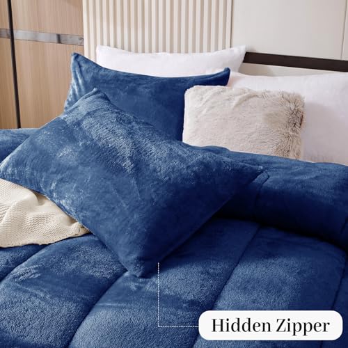 Faux Fur Pillow Cases Set of 2, Luxury Ultra Soft Fuzzy Pillowcases, Fluffy Plush Velvet Pillow Covers with Zipper, Cozy Warmth and No Shedding