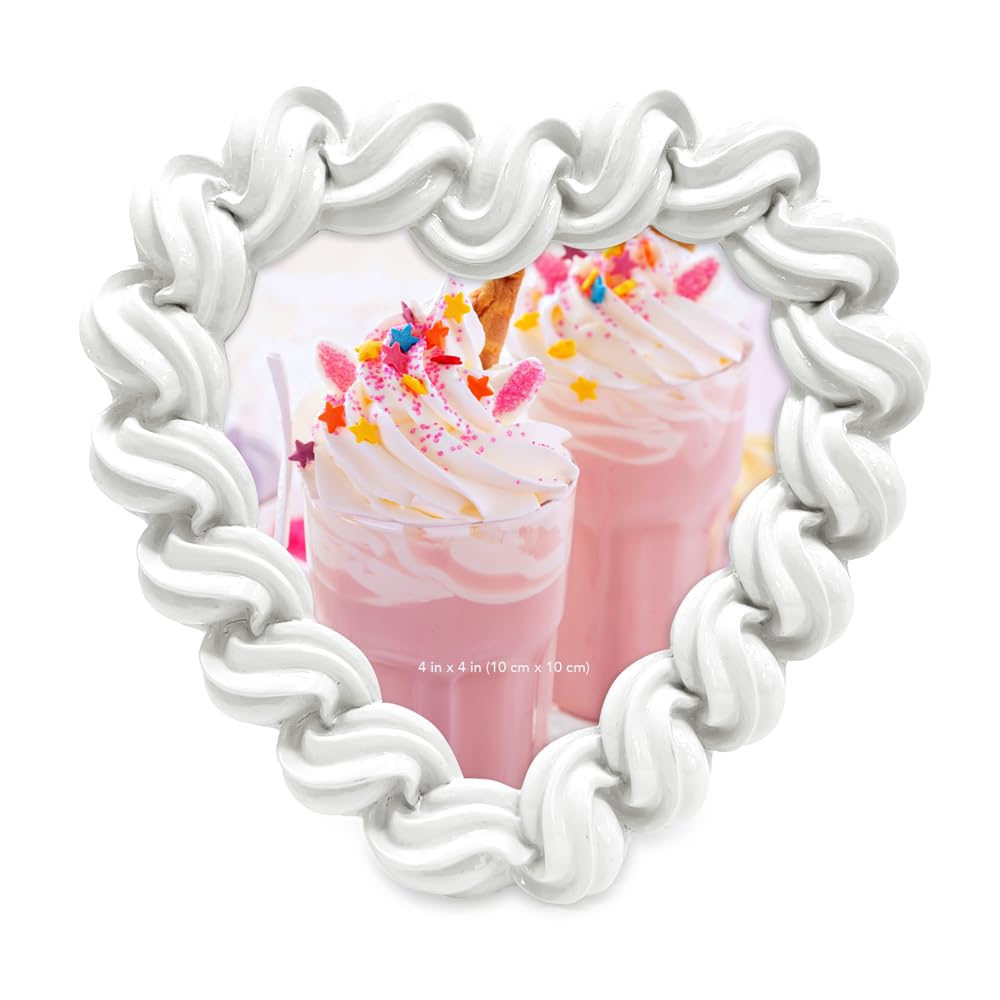 Glossy Frosting Heart-shaped Picture Frame with Easel & Hook for Tabletop & Wall Display, Decorative Art Design