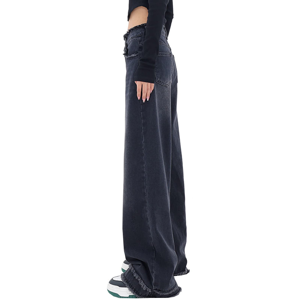 Y2K High-Waisted Baggy Jeans â€?Stretch Wide-Leg Denim