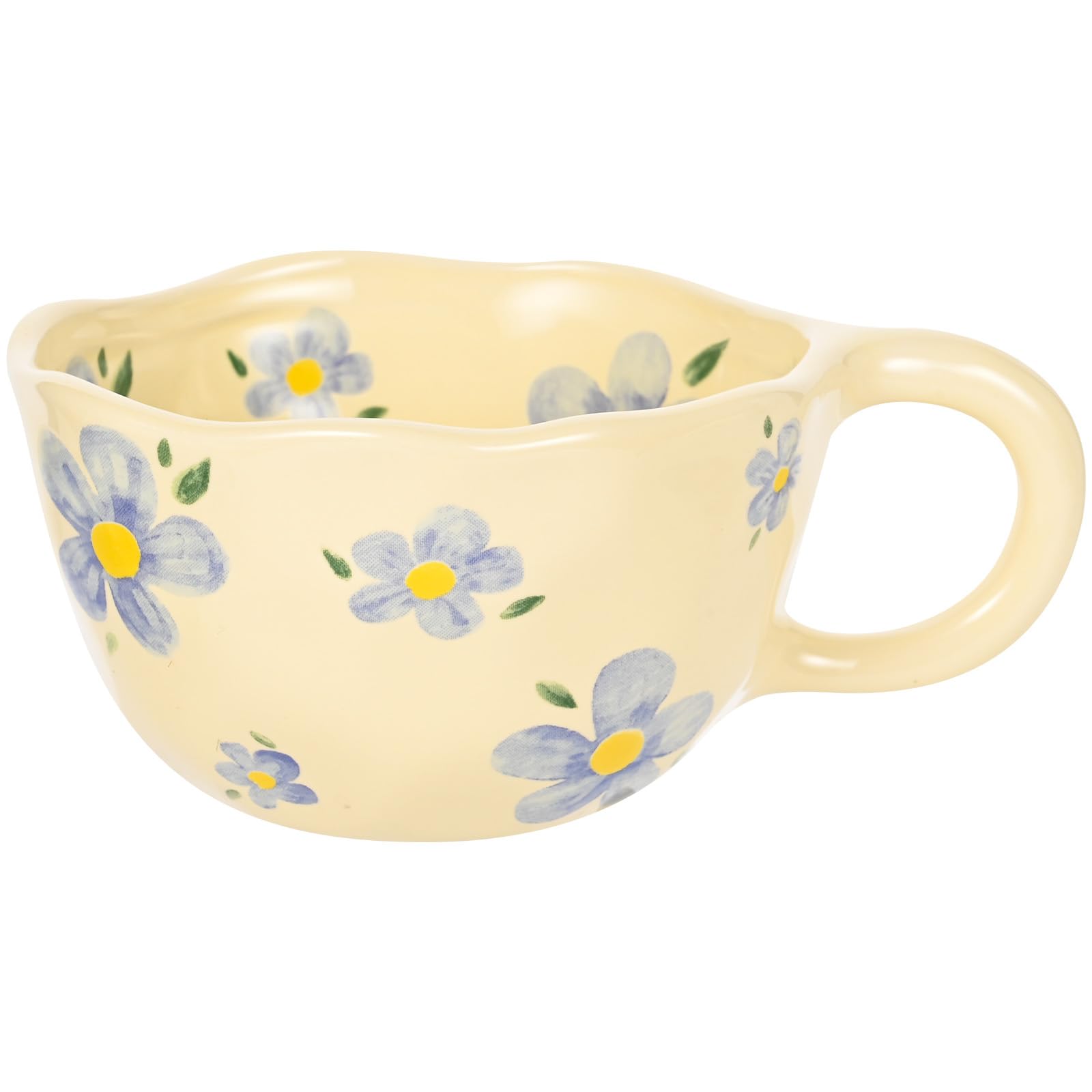 Set of 4 Vintage Floral Ceramic Coffee Mugs â€?8 oz Irregular Latte Art Cups