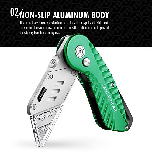 Folding Utility Knife, Cute Metal Box Cutter with Extra 5 Sharp Blades, Quick Blade Change, and Preminium Gift Packaging, for Cardboard Opener, Paper Cutter