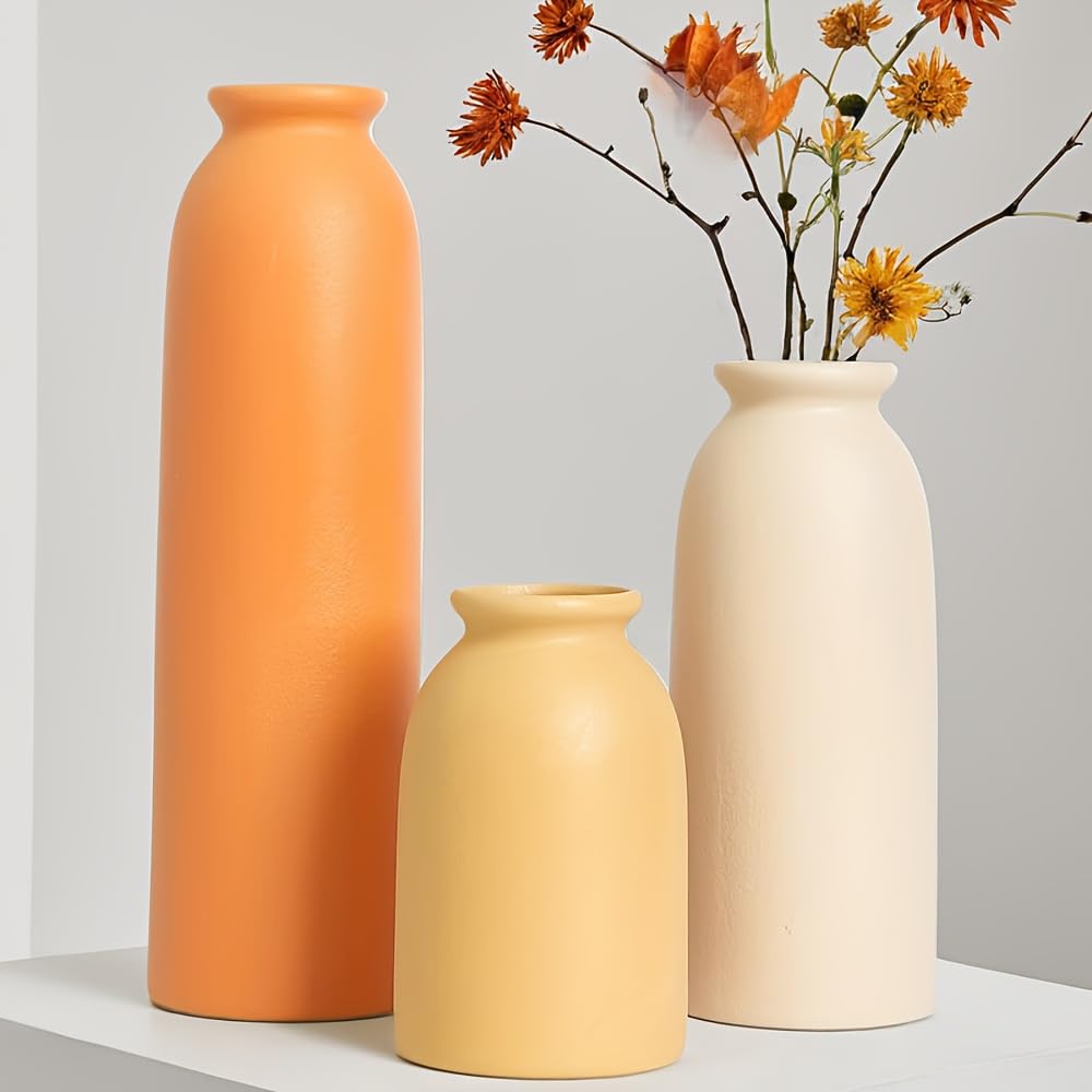 Tall Decorative Ceramic Vase Set, 3 Pieces