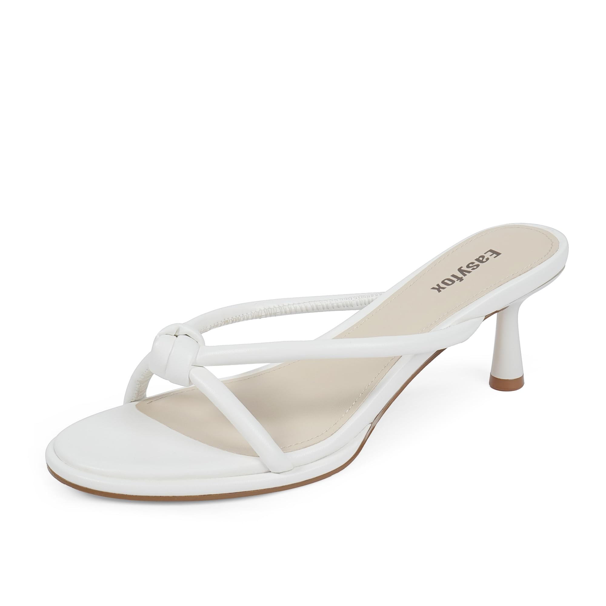 Womens Heeled Sandals Rounded Open Toe Kitten Heels Slip on Bow Mules Sandals