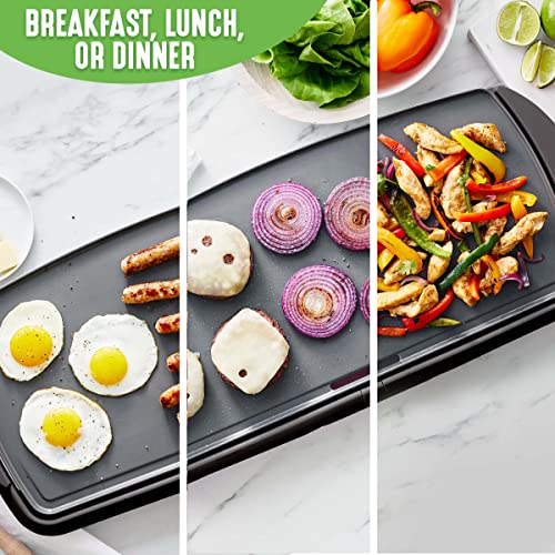 Extra Large 20â€?Electric Griddle, Non-Toxic PFAS & PFOA-Free Ceramic Nonstick, Temperature Control, Quick Even Heating, Removable Drip Tray, Pancakes, Eggs, Sausage, Easy Clean