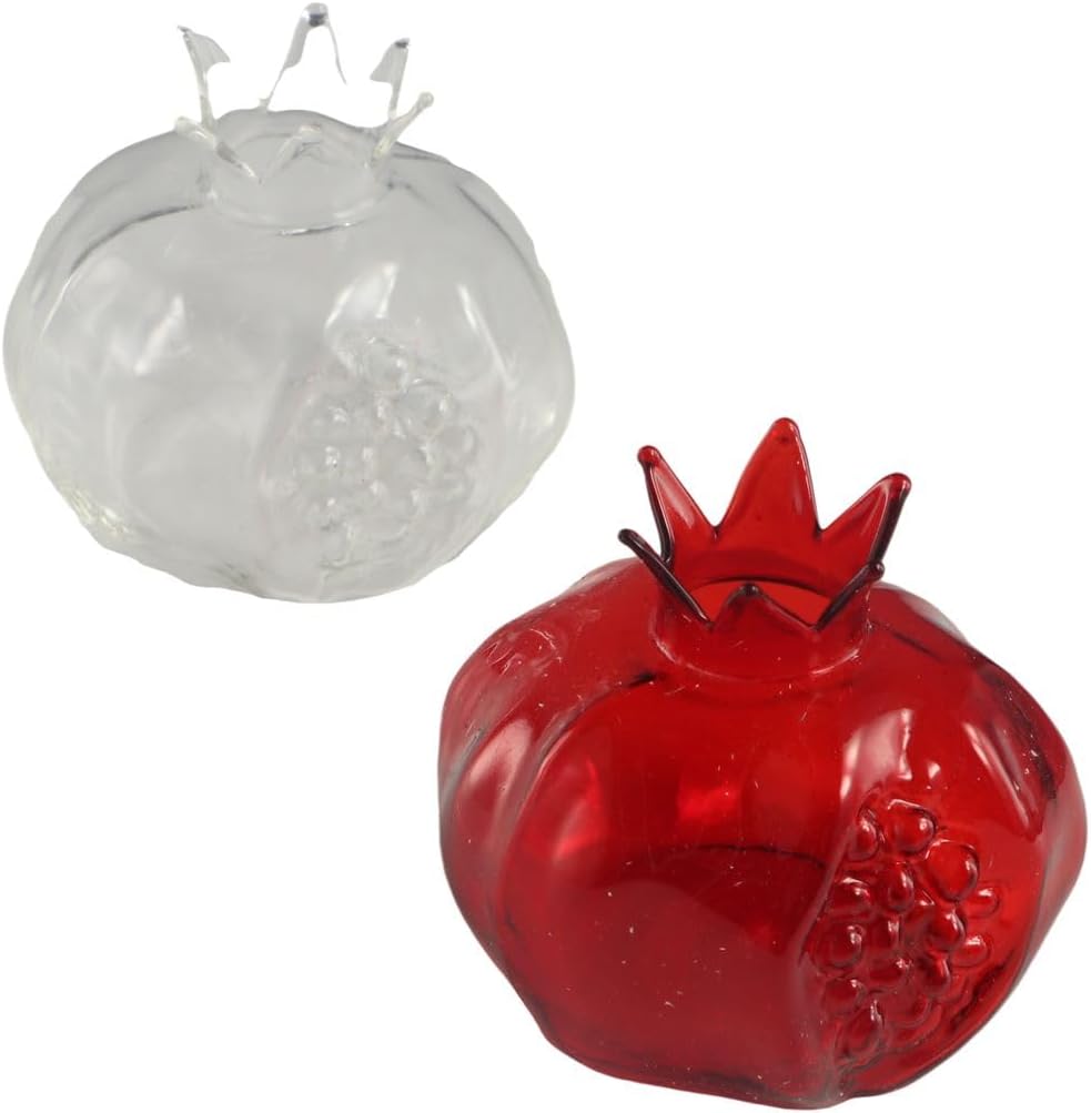 Pomegranate Shaped Glass Vase Handmade Fruit Shaped Flower Vase Mini Transparent Pomegranate Glass Vase Flower Bottle for Flowers Arrangement