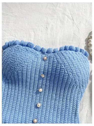 Women's Pearl Strapless Tops Summer Asymmetrical Tube Tops