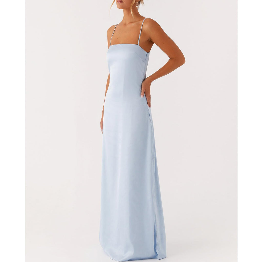 Women Floral Slip Dress Spaghetti Strap Maxi Dress Backless Slim Fit Long Dresses Flowers Print Going Out Dress