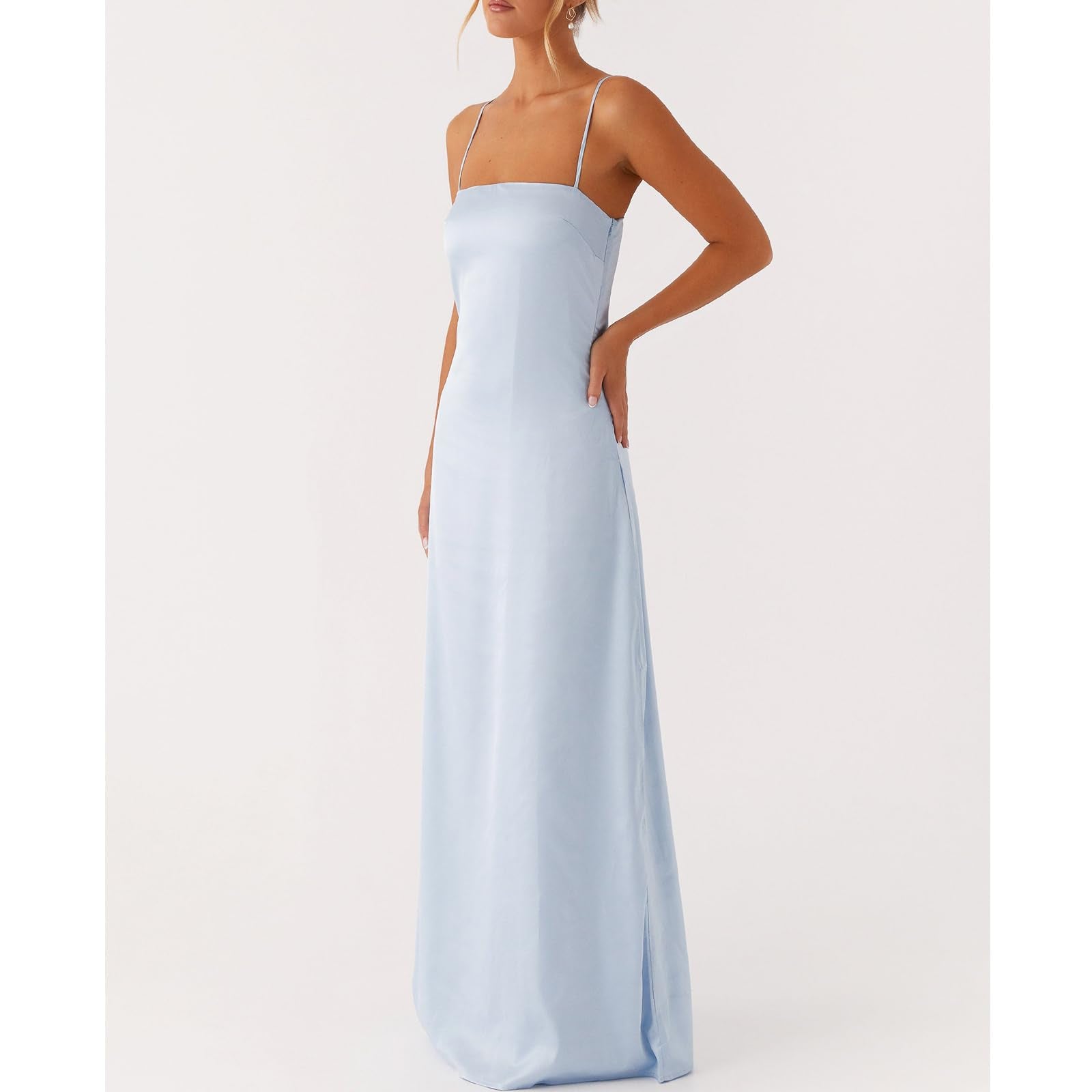 Women Floral Slip Dress Spaghetti Strap Maxi Dress Backless Slim Fit Long Dresses Flowers Print Going Out Dress