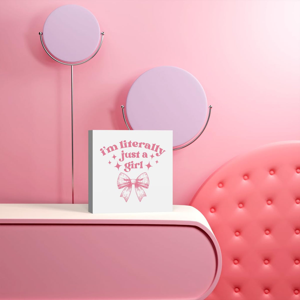 Pink Bow Coquette Room Decor - Wooden Box Sign Desk Decor