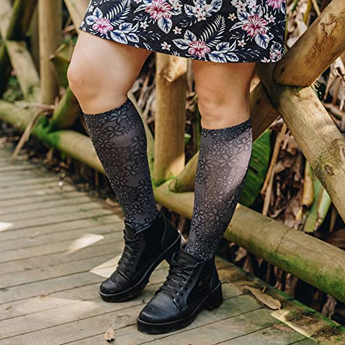 Women's 3 Pairs Knee High Trouser Socks, Classy and Colorful Printed Patterns, Silky Smooth Material