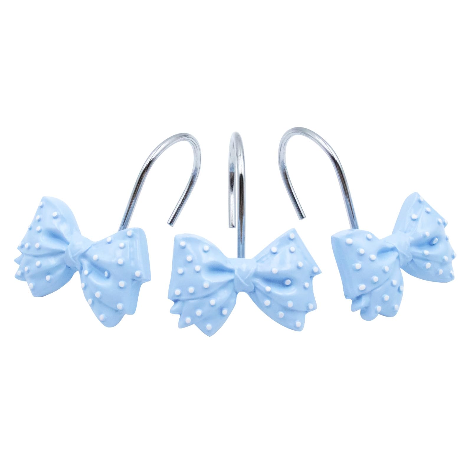 Decorative l Cute Bow Knot Polka Dots Shower Curtain Rings Decor Resin 12 Pcs