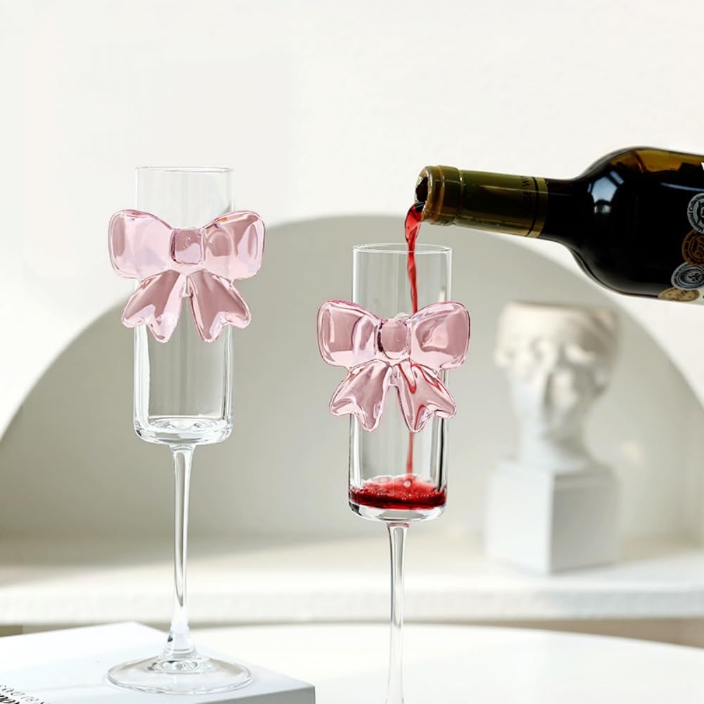 Coquette Two Pack Pink Bow Champagne Glasses