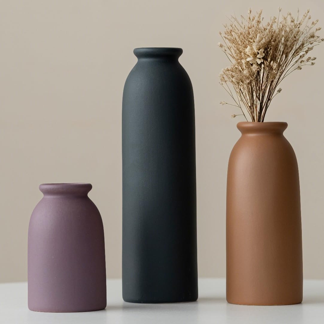 Tall Decorative Ceramic Vase Set, 3 Pieces