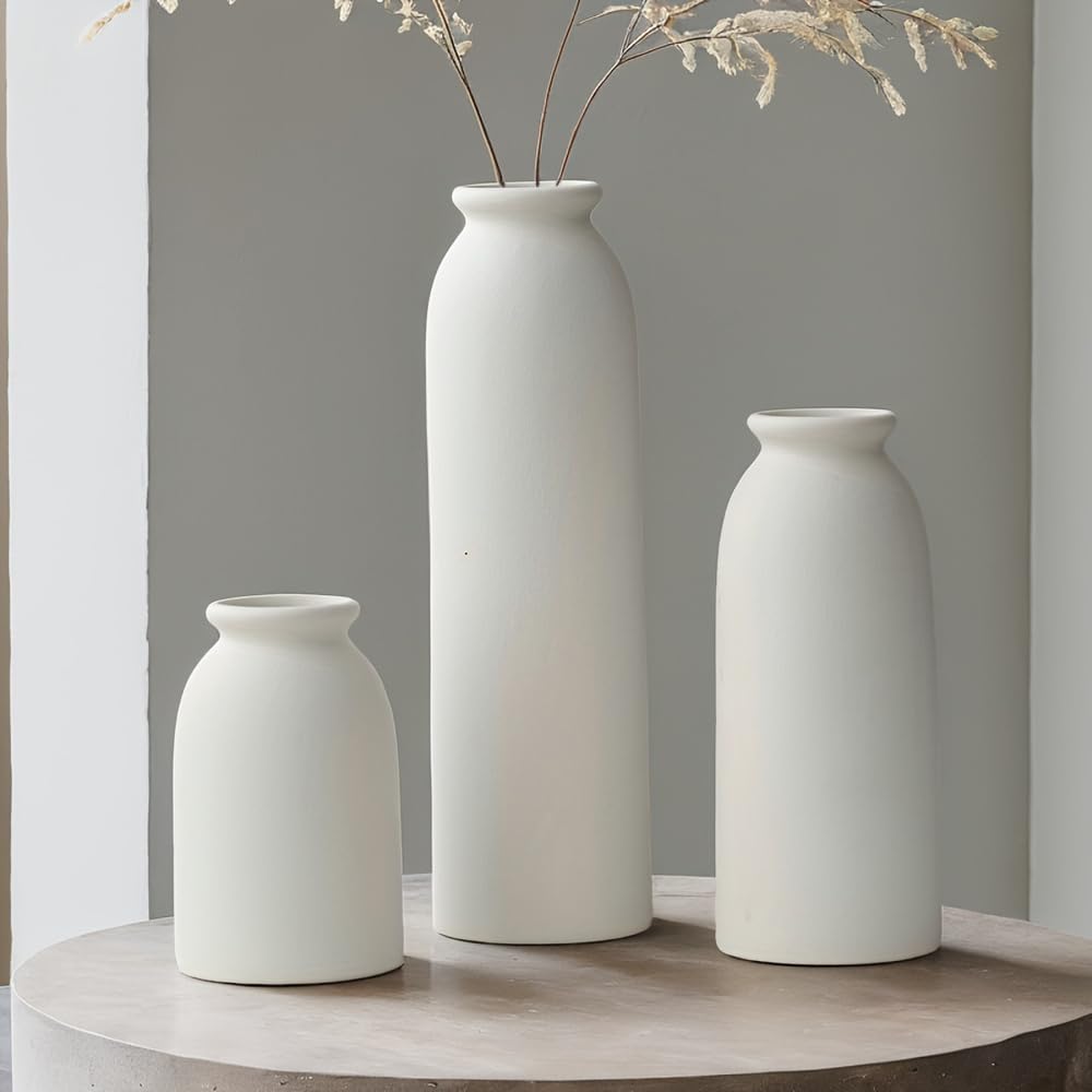 Tall Decorative Ceramic Vase Set, 3 Pieces
