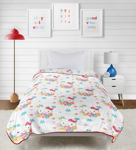 Hello Kitty White Kitties Plush Blanket - Measures 60 x 90 Inches, Kids Bedding - Super Soft Fleece Bedding