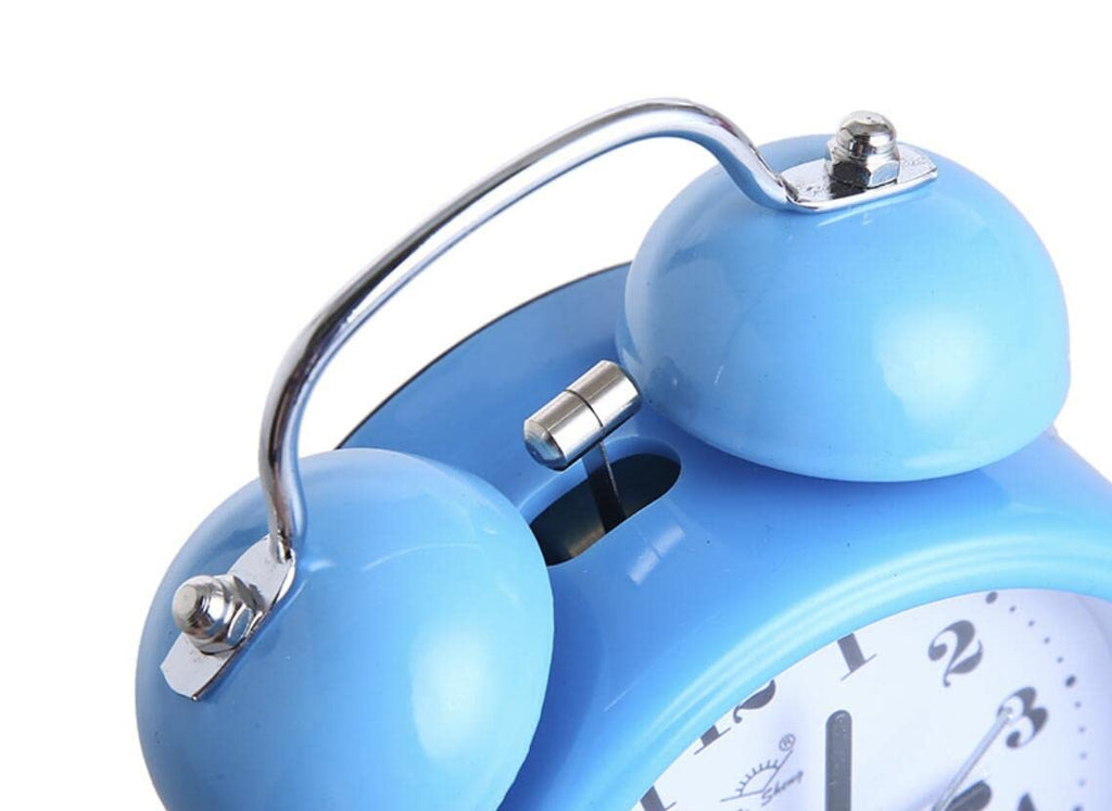 Cute Heart Shapes Twin Bell Loud Alarm Clock Silent Analog Quartz Nightlight Tableclock Battery Operated for Kids, Seniors, Heavy Sleepers, Decorations for Bedroom, Living Room 3 Inches