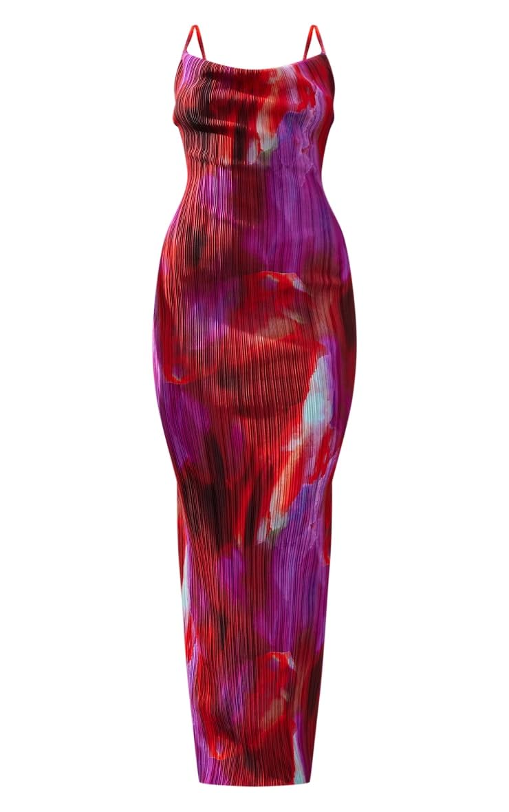 Women's Cowl Neck Dress Sexy Strap Shoulder Pleated Maxi Dress