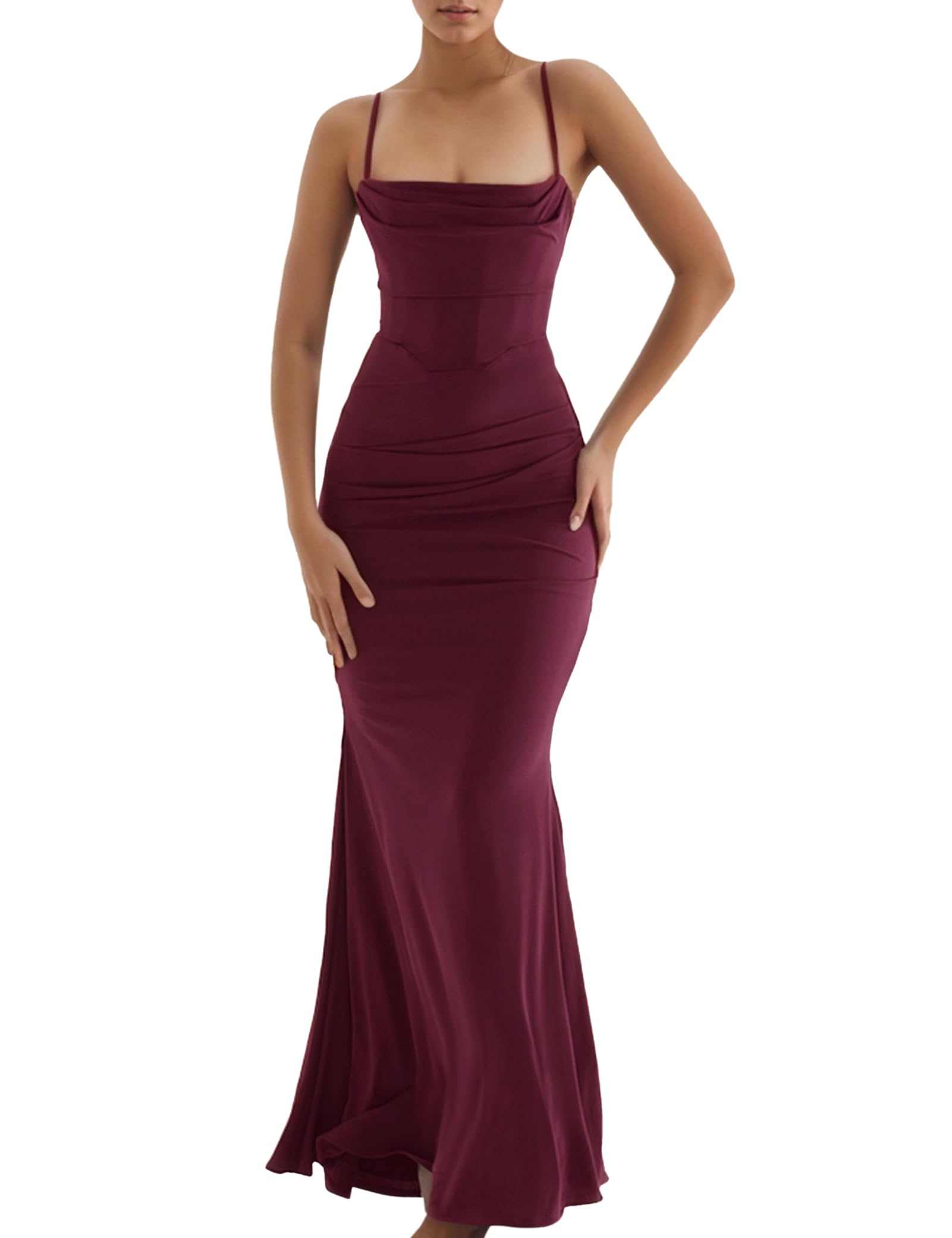 Women Sexy Backless Satin Maxi Dresses Spaghetti Strap Floral Print Dresses Slim Fit Elegant Long Dresses Night Party Outfits