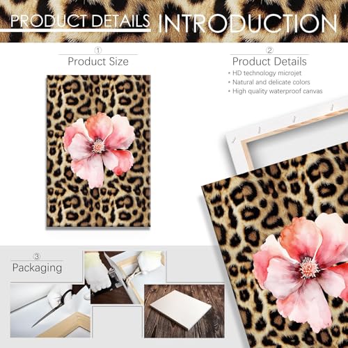 Pink Set of 3 Leopard Wall Art Prints Trendy Girly Cheetah Print Poster for Home Decor 16X24 in Unframed