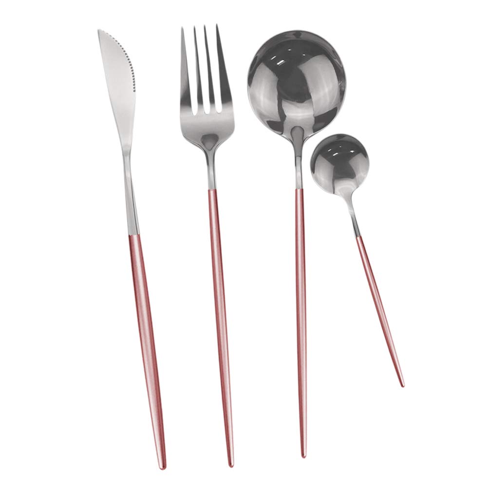 Stainless Steel Knife Fork Spoon Teaspoon Silverware Set, 24-Piece Flatware Set,