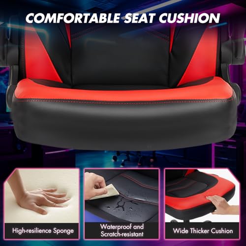 Ergonomic Office Executive Adjustable Swivel Task PU Leather Racing Chair with Flip-up Armrest