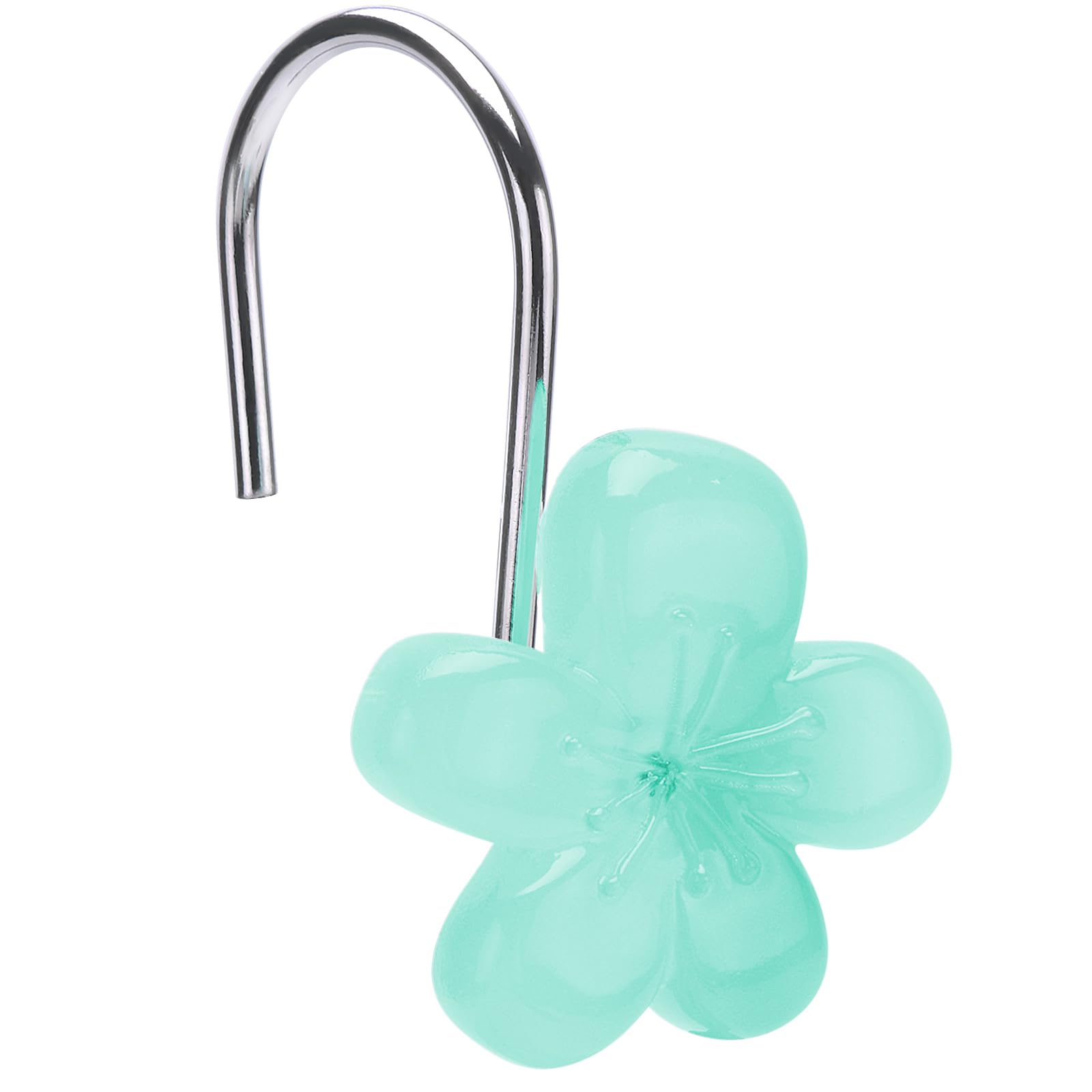 Cute Flower Shower Curtain Hooks, Pretty Floral Themed Elegant Bathroom Decor