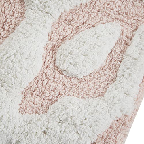 Medallion Floral Pattern Bath Mat 100% Cotton Tufted Bathroom Rugs Luxurious Plush Absorbent, Quick Dry