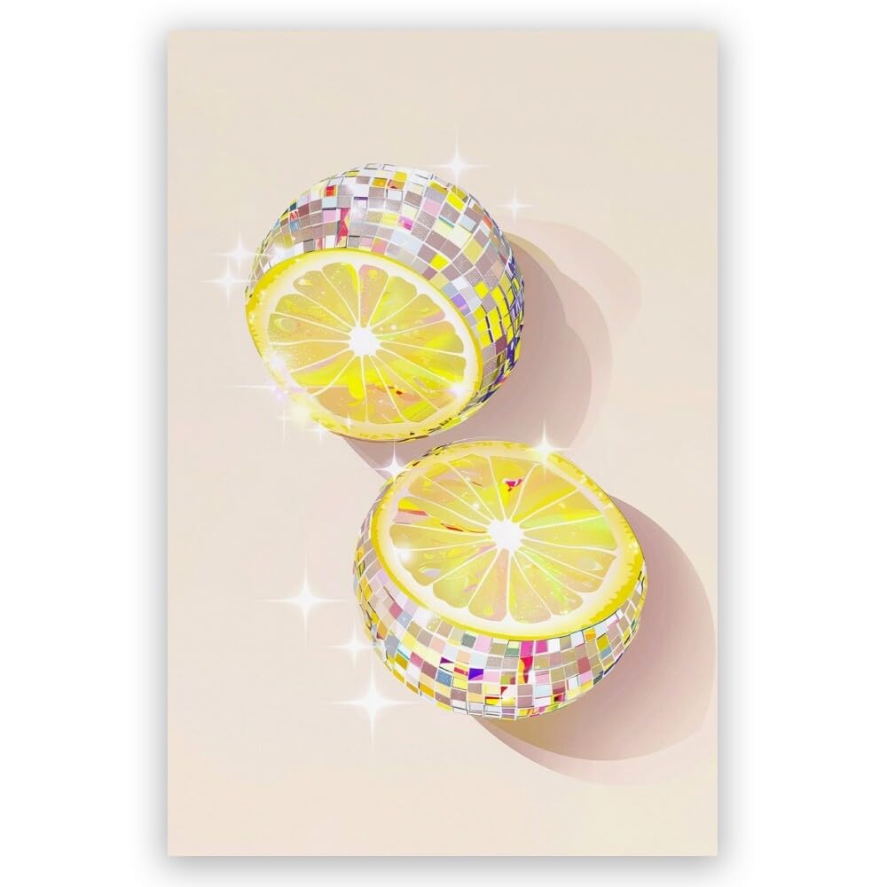 Disco Ball Fruits Canvas Print â€?Trendy Glam Wall Art