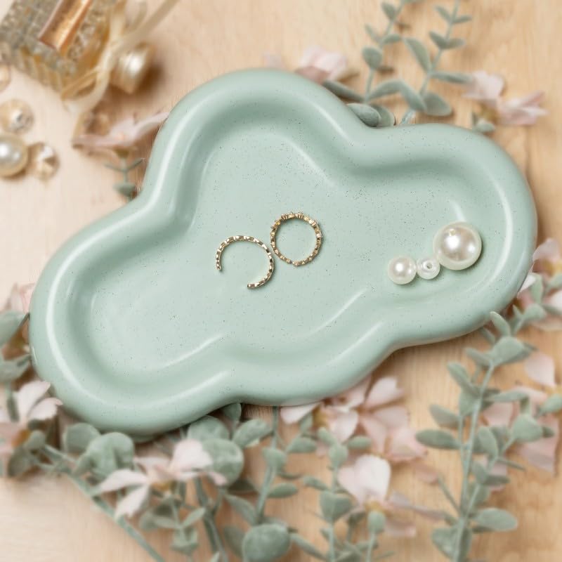 Cloud Trinket Dish, Chubby Jewelry Tray, Ceramic Jewelry Ring Trinket Dish for Rings Earrings Necklace Organizer
