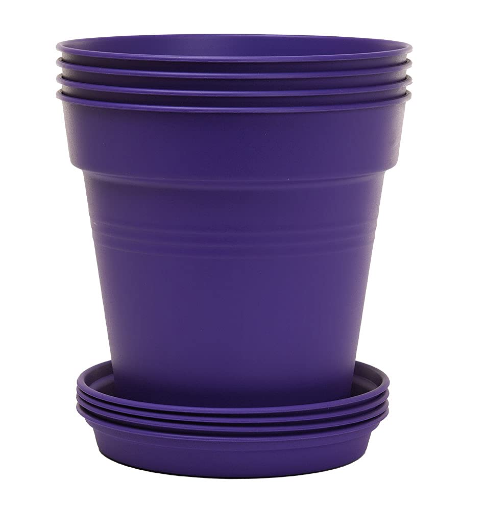 Home Garden Pots 4pk - Flowers, Herbs, Plants, Indoor, Outdoor, Colorful, 13cm Diameter (5in))