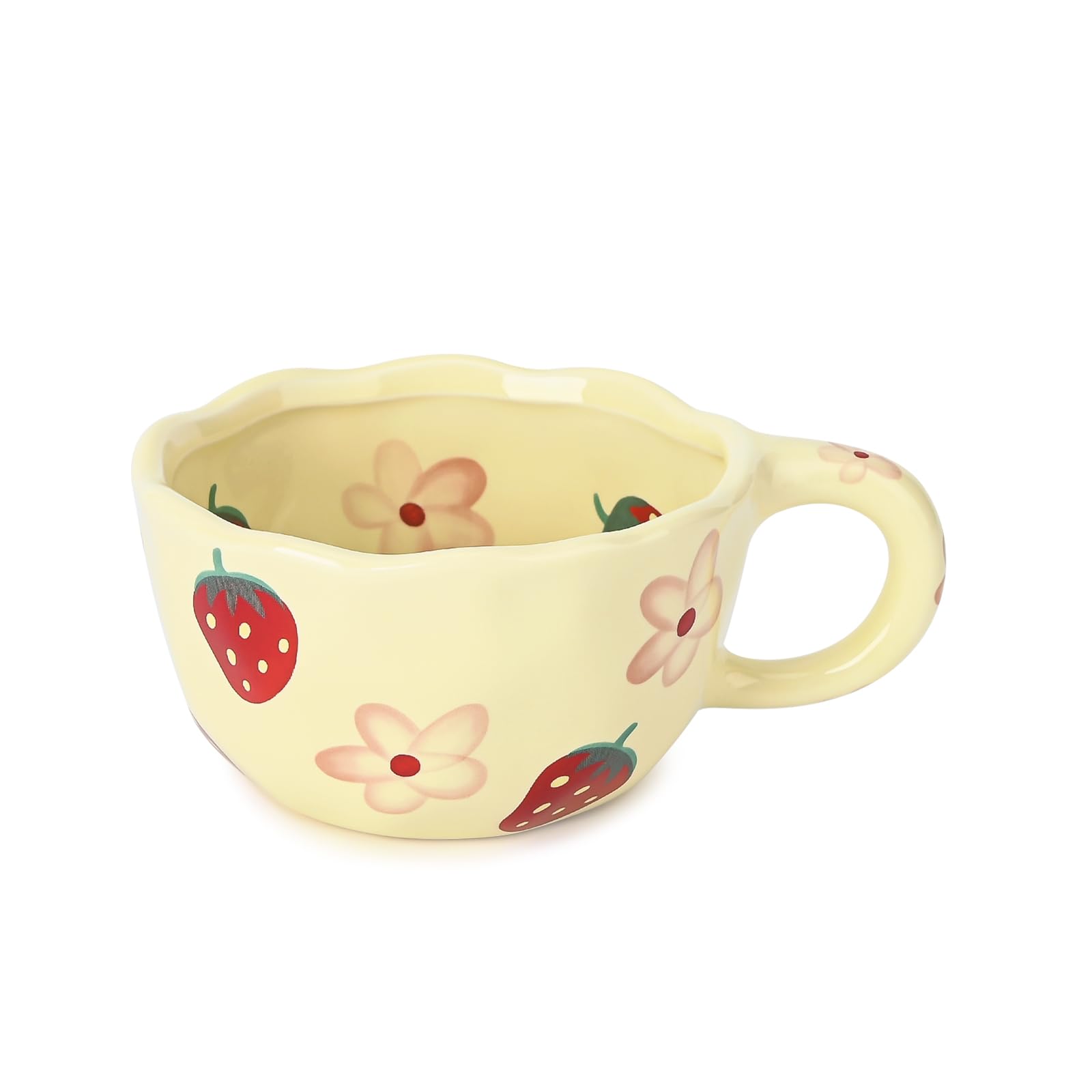 Ceramic Coffee Mug, Cute Floral Fruit Cup, Couple Mugs 8.5 oz/250 ml