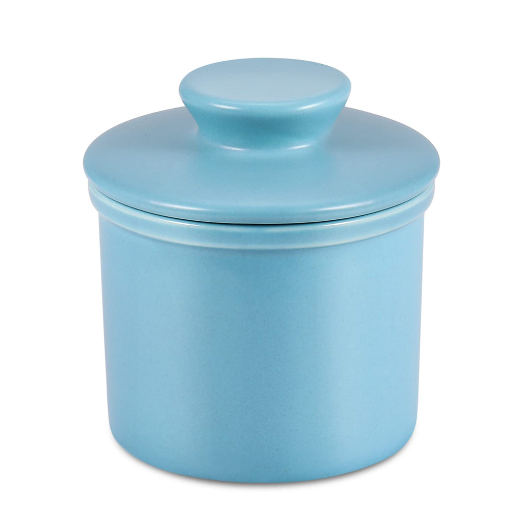 Porcelain French Butter Keeper Crocks with Lids â€?Set of 2 Farmhouse-Style Butter Dishes