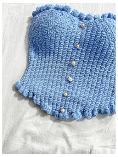 Women's Pearl Strapless Tops Summer Asymmetrical Tube Tops