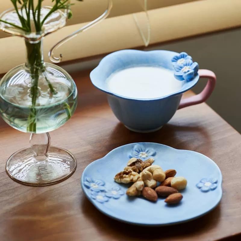 Floral Tea Cups and Saucers, Ceramic Cute Tea Cup for Tea Party